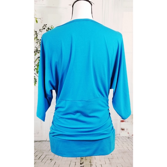 Peter Nygard ruched blouse blue size M - Picture 3 of 8